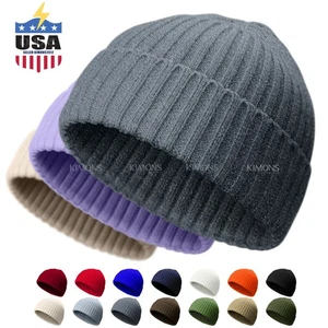 Mini Gorro Corto Pescador Sombrero Acanalado Docker Invierno Cálido Tejido Calavera Gorra Puño - Imagen 1 de 38