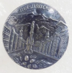 Innsbruck Austria 1964-1976 Winter Olympics Button 1" Dia. One Piece Embossed - Picture 1 of 3