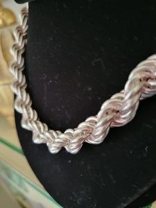 HEAVY STERLING ITALIAN 24" ROPE CHAIN OVER 3.45 OUNCES /10.5 MM W/LOBSTER CLASP - Picture 1 of 10