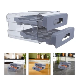  Kunststoff Eierhalter: 32 Gitter Kühlschrank Schublade Ei Organizer Behälter - Transparent - Bild 1 von 18