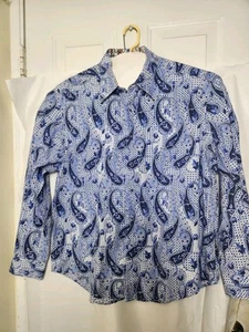 Camisa Robert Graham Hombres Azul Paisley Manga Larga Puño Abatible Abstracto Talla 3XL A2 - Imagen 1 de 11