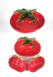 Vier, 100% Melamin Tomaten Stapelschüsseln Spülmaschinenfest Top Zustand - Bild 1 von 12
