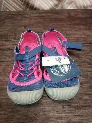 Sandálias aquáticas infantis rosa/azul OshKosh B'Gosh sapatos biqueira colisão meninas 10 - Imagem 1 de 4