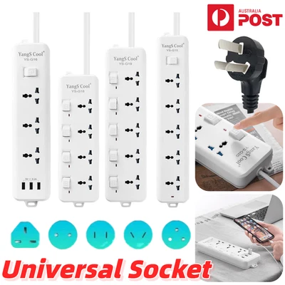 Power Board Universal Outlet USB Port Surge Protector Switch Power Strip AU Plug - Image 1 of 4