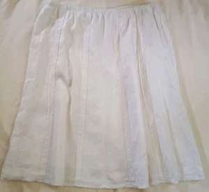 Falda de lino Soft Surroundings líneas de dobladillo crudo para mujer grande blanca nueva - Imagen 1 de 10