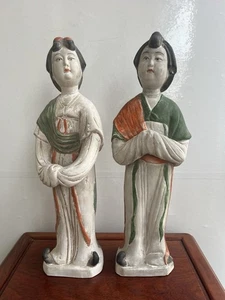2 ANTICA STATUINA SANCAI DI UNA SIGNORA CERAMICA CINESE XIX SECOLO TANG - Foto 1 di 24