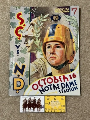 1999 Notre Dame USC Program & Game Ticket Featuring “The Four Horsemen” 🏈 ☘️ - Image 1 of 4