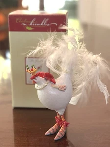 "Adorno de Navidad de tres gallinas francesas Patience Brewster Krinkles 6"" Dept 56 2004" - Imagen 1 de 7