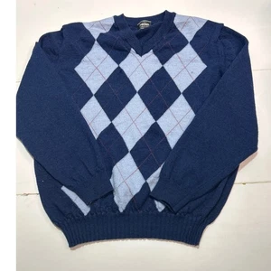 Suéter Argyle Estilo Vintage Neiman Marcus Italia Lana Merino Para Hombre Grande *LEER* - Imagen 1 de 9