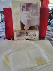 Lenox Tablecloth, Placements & Napkin Linen Set. Opal. NWT Innocence Pattern. - Picture 1 of 9