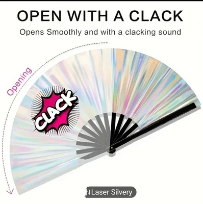 Ventiladores dobráveis pretos grandes 13 polegadas linha de dança portátil palmas pop - Imagem 1 de 4