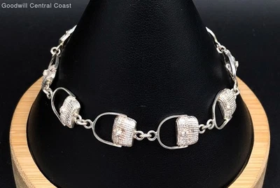Sterling Silver Purse Design Links Bracelet - Image 1 of 4