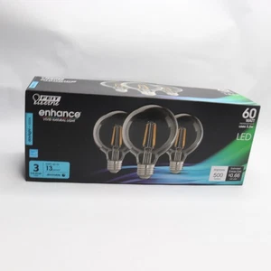 (3-Pk) Feit Electric LED Vintage Edison Light Bulb 5000K Daylight G25 60W Eqv - Picture 1 of 4