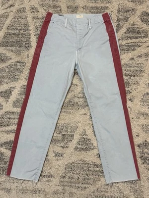 Pantalones chinos madre color azul rojo rayas dobladillo deshilachado la coctelera preparación talla 28 Foto 1 de 4