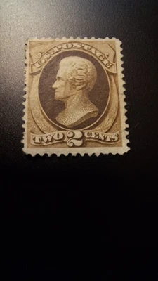  Scott #157, M/VF/NG, Jackson, 2 cent, Brown, no grill, 1873, P-12, crease  - Image 1 of 2