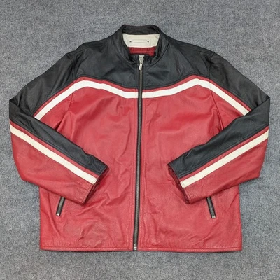 Chaqueta Wilson M Julian Hombre 2XL Roja Negra Blanca Cuero Edredón Forrado Moto Motociclista Foto 1 de 4