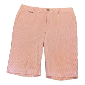 Ralph Lauren Active Bermuda Shorts Women Size 8 Flat Front Pink Mini Check Plaid - Picture 1 of 3