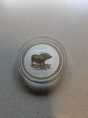 2oz Lunar I Schwein 2007 Silber 999 /1000  Australien, einwandfrei, Münzkapsel ! - Bild 1 von 2