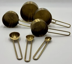 Gold Measuring Cups and Measuring Spoons Set, 7 PCS Metal - Picture 1 of 6