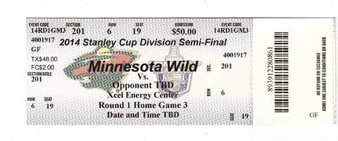 2014 MINNESOTA WILD VS COLORADO AVALANCHE TICKET STUB GAME #6 PLAYOFFS 4/21 TM Cover