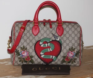 Bolso GUCCI Supreme Kingsnake LIMITADO Grande Boston Floral Corazón Rojo/Beige Guccissima - Imagen 1 de 18