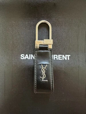 Yves Saint Laurent Cassandra Black Leather/Silver Key holder womens from Japan!! - Image 1 of 4