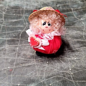 Vintage Homemade 4.5 Inch Miss Hearts Lady Pincushion - Picture 1 of 6