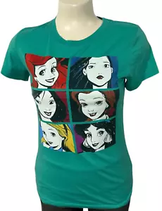 Disney Princess Women's Shirt - Teal Short Sleeve Size S - Ariel Alice Collage - Picture 1 of 7