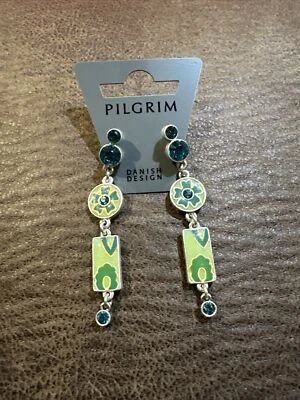 Pendientes colgantes de cobre de cristal de Swarovski peregrino, azul Foto 1 de 2