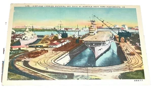 Portsmouth, VA ~ Flugzeugträger betritt Trockendock 1943 Norfolk Navy Yard - Bild 1 von 2