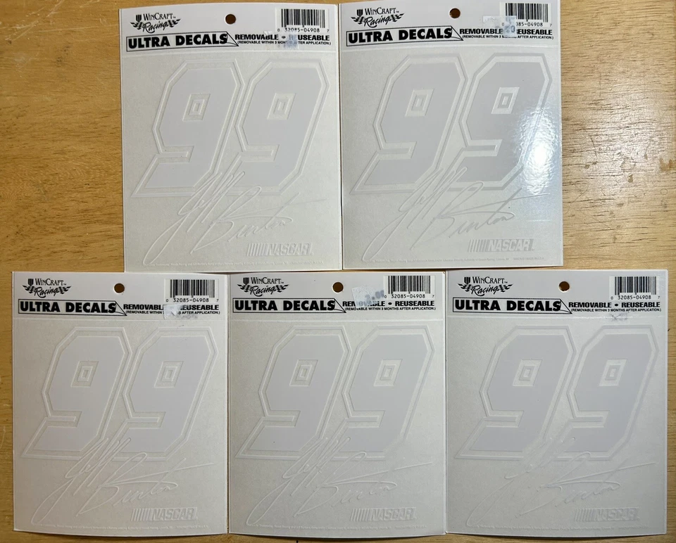 "Lote de cinco (5) calcomanías vintage de Jeff Burton #99 Ultra Race 5""x5"" NASCAR" Foto 1 de 1