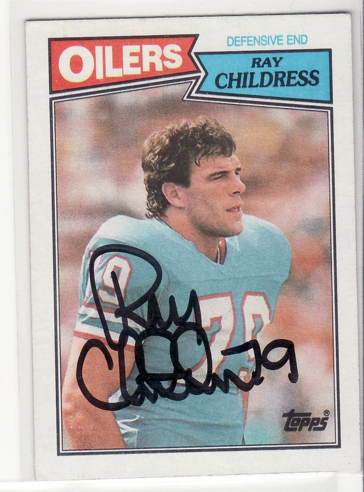 Tarjeta autografiada de Ray Childress Houston Oilers 1987 Topps #314 Texas A&M  Foto 1 de 1