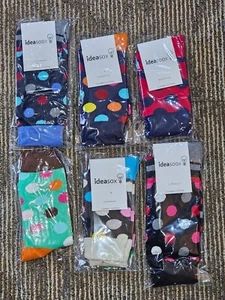 Uni-Sex Colorful Dress Socks 6 Pairs Fun Funky Dots Men's or Women's COLORS VARY - Picture 1 of 4
