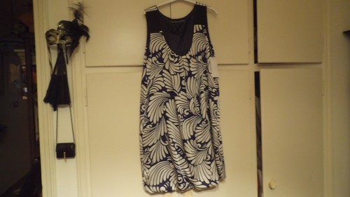 OFF WHITE ZARA BASIC ABITO BLU BIANCO COLLO APERTO DECOLLE SMANICATO BOLLA *TAGLIA L **SPAGNA