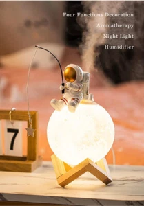 Diffuser Night Light Humidifier Astronaut Figurines Moon Home Decor Kids Gift - Picture 1 of 9