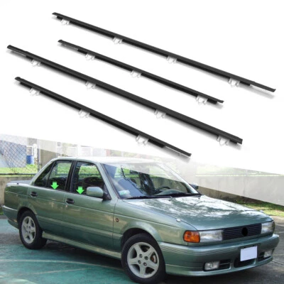 4PCS Window Sweep Weatherstrips For 1991-1994 NISSAN DATSUN SUNNY B13 SENTRA US - Image 1 of 4