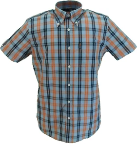 Trojan Mens Powder Blue Check Short Sleeved Shirts and Pocket Square - Picture 1 of 3