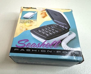 Vintage Seashell Fashion Phone Fone Radio Shack IOB NOS 43-830 Analog White - Picture 1 of 5