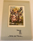 art Jody Bergsma Print Collectible 3x5 art Pig Friends Sister blond girl outside