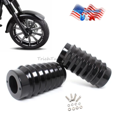 2X Vivid Black Upper Fork Boot Slider Cover For Harley Heritage Softail Fat Boy - Image 1 of 4