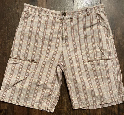 Pantalones Cortos Old Navy Surplus Co Para Hombre 36 Beige Naranja A Cuadros Informales Edición Reg Un Adulto Foto 1 de 4