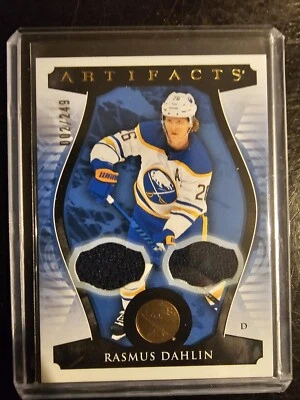 23 24 Upper Deck Artifacts Rasmus Dahlin Game Used Dual Patch 002/249 low #'d - Image 1 of 3
