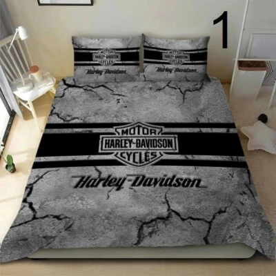 NEW Harley-Davidson Motorcycle HLD Bedding Set with Pillowcase, Gift For Fans - Image 1 of 4