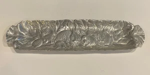 Pewter Platter Bunny Rabbit Two Handle Easter Tray Made in Mexico - Picture 1 of 10