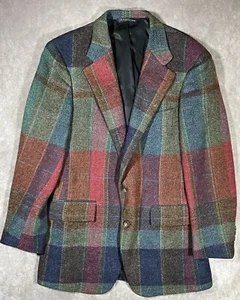 Polo Ralph Lauren Plaid Blazer Mens 38R Tweed University Union Made USA Vintage - Picture 1 of 7