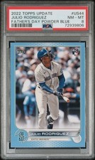 Julio Rodriguez 2022 Topps Update US44 Fathers Day Powder Blue /50 PSA 8 NM-MT