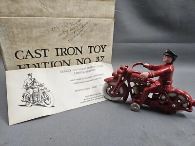 Чугунные красные шины 1930-х Hubley 6 дюймов для мотоциклов Harley Davidson (повторный выпуск) белые - Изображение 1 из 4