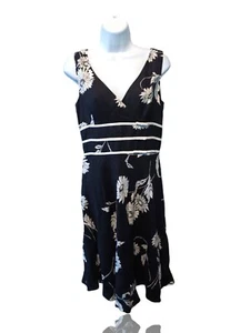 Abito floreale vintage Adrianna Papell nero e panna taglia 6. NS-16 - Foto 1 di 9