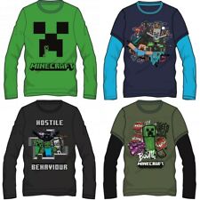 Boys Kids Children Minecraft Cotton Long Sleeve T Shirt Top t-shirt 5-12 years