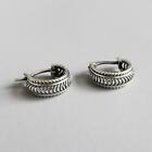 925 Sterling Silver Men Oxidized Huggie Hoop Earrings Jewelry A1857